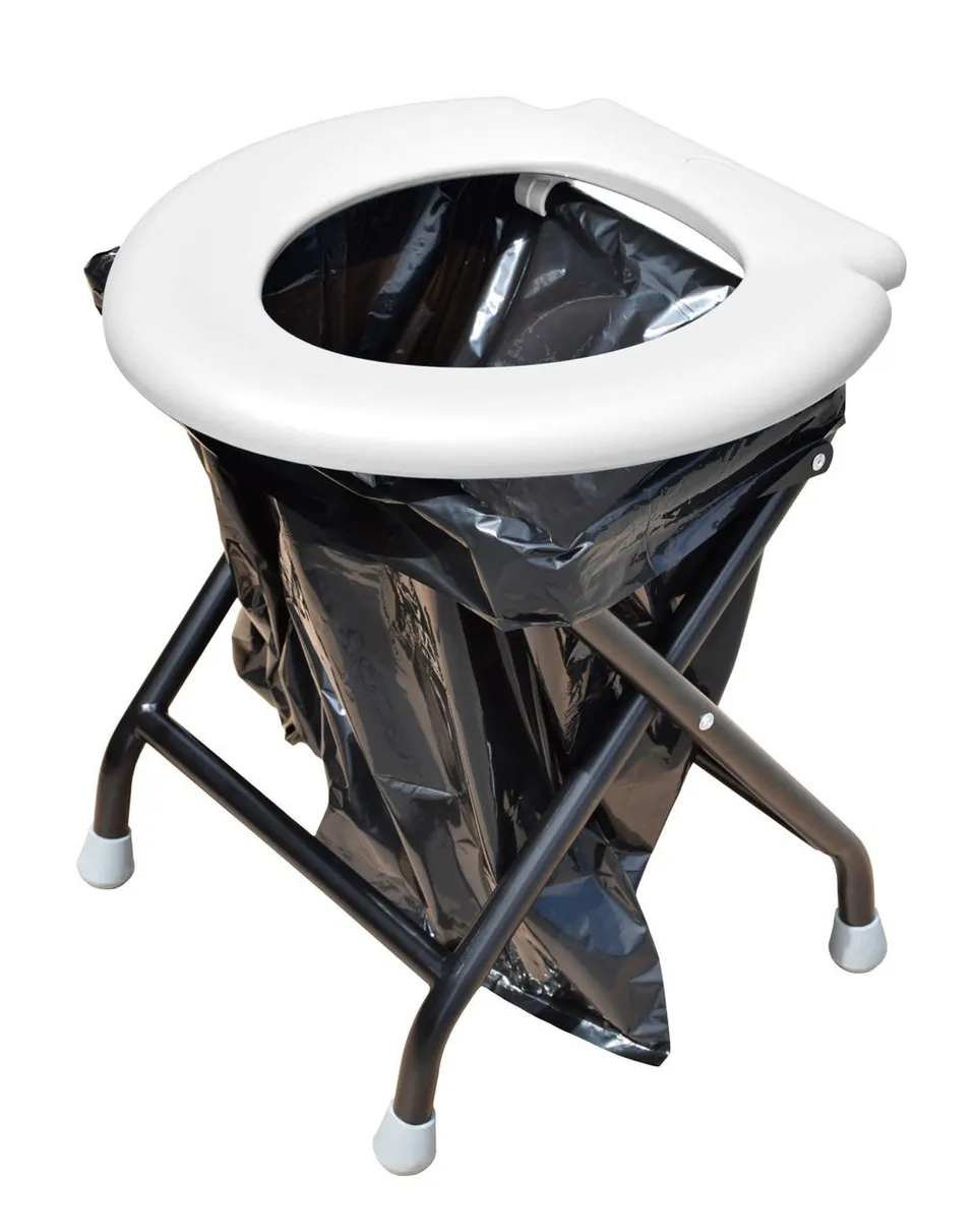24ocean-mobile-klapptoilette-set-wei-camping-wc-mit-schwarzem-gestell-30-einwegb image 1